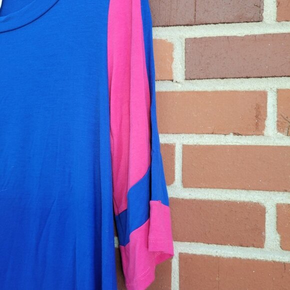 Super Soft Jersey Knit Tunic - Royal Blue & Hot Pink - Size L - Picture 3 of 4